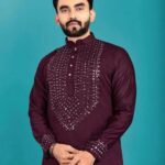 Men's Maroon Embroidered Kurta – Traditional Festive Wear