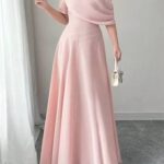 Women's Blush Pink One-Shoulder Maxi Dress – Elegant Party Wear Gown